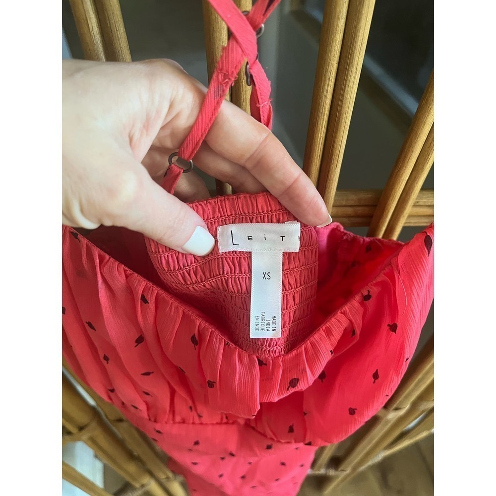 Leith Nordstrom Pink Paradise Leaflet Ditsy Mini Dress Ruffle Size XS - Picture 6 of 11